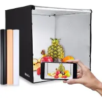 Pitt & co. Fotostudio met led verlichting XL - 80cm x 80cm Opvouwbaar - Lightbox - Achtergrond Fotografie - Fotobox - Productfotografie - Softbox– Lichtbox – Studio - Zwart