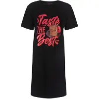Temptation Dames Nachthemd - 100% Gekamde Katoen - Zwart - Maat XL