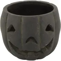 Maison de france - planter pumpkin cement ø12x9.5cm - black - 12x95x
