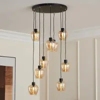 LumenXL 9-lichts hanglamp zwart met amber glas - Alturas