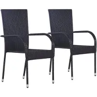 vidaXL Tuinstoelen stapelbaar 2 st poly rattan zwart