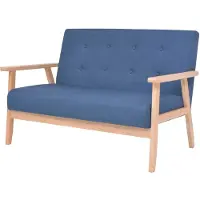 vidaXL Tweezitsbank stof blauw