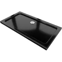 Mexen Flat rechthoekige slanke douchebak 130 x 70 , zwart, sifon chroom - 40707013