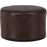 Venture Home Eastport poef, hocker Ø41cm PU kunstleer bruin.