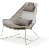 Cane-Line Breeze loungestoel hoge rug weave White grey