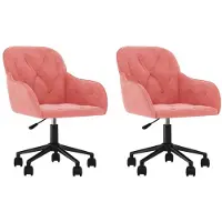 vidaXL Eetkamerstoelen draaibaar 2 st fluweel roze