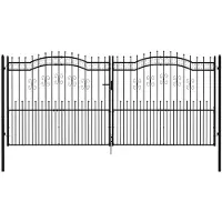 vidaXL Hekpoort met speerpunt zwart 406x175 cm gepoedercoat staal