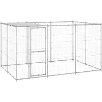 vidaXL Hondenkennel met dak 7,26 m² gegalvaniseerd staal