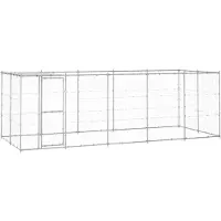 vidaXL Hondenkennel met dak 12,1 m² gegalvaniseerd staal