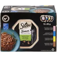 Sheba 2x sauce Collection mix selectie in saus: zalm, tonijn, kip, eend 8x 85gr