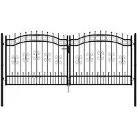 vidaXL Hekpoort KAMPEN met speerpunt zwart 302x125 cm staal