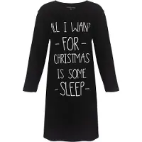 Temptation Dames Nachthemd - Katoen - Kerst - Zwart - Maat 3XL