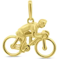 New Bling 9NBSAM-G230381 Gouden Hangertje Fietser - 14 Karaat Bedeltje - Wielrenner 10,8x14,4mm - Goud