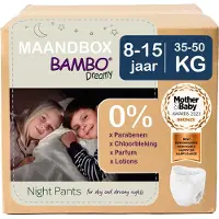 Bambo Nature Dreamy Nachtbroekjes 8-15 jaar (35-50 kg) - 60 stuks Maandbox - 0% onnodige toevoegingen - Ideaal voor de gevoelige huid - Nordic Swan Ecolabel