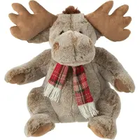 J-Line Reindeer+scarf plush polyester brown large