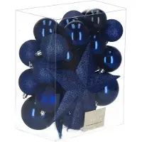 Springos Kerstballen & Piek | 33 Stuks | 5/6/8 cm | Marineblauw