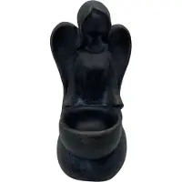 Clayre & Eef Kaarsenhouder engel zittend antraciet / zwart polyresin 21 x 12 cm waxinelichtje | 814128 | Home Sweet Home | Stoer & Sober Woonstijl