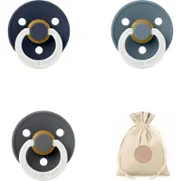 BIBS fopspenen maat 2 6-18 maanden - set 3 spenen + bolletoet speenzakje - Glow Petrol, Deep space, Iron