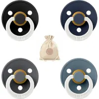 BIBS fopspenen maat 2 6-18 maanden - set 4 spenen + bolletoet speenzakje - Glow Petrol, Iron, Deep space en Black