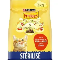Friskies 3x droogvoer voor katten - RUND, KIP & groenten - kattenbrokken voor gesteriliseerde katten- 3kg