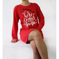 Temptation Dames Nachthemd - 100% Katoen - Kerst - Rood - Maat XXL