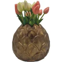 Deco4yourhome - Vaas - Artisjok - Bloem - Antiek Goud - Gold - 20cm