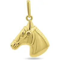 New Bling 9NBSAM-G230380 Gouden Hangertje Paard - 14 Karaat Bedeltje - Paardenhoofd 13,5x10,9mm - Goud