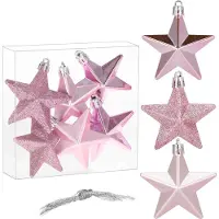 Springos Kerstballen | Sterren | 6 Stuks | Roze