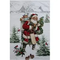 Clayre & Eef Plaid 130x170 cm Rood Wit Polyester Rechthoek Kerstman Deken Rood Deken