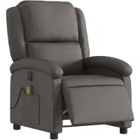 vidaXL Fauteuil verstelbaar elektrisch echt leer grijs