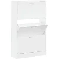 vidaXL Schoenenkast 63x24x103 cm bewerkt hout hoogglans wit