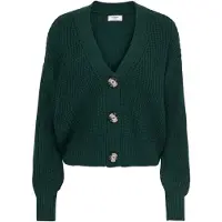 ONLY Gebreid vest 'JDYJUSTY' beige / donkergroen / zwart