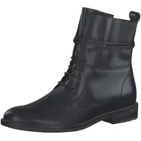 Marco Tozzi MT Feel and Leather - Dames Lace Boot Flat - Leer - Zwart - Maat 38