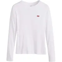 Levi's Shirt 'Essential Housemark Long Sleeve Tee' karmijnrood / wit