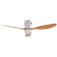 LUCANDE Kayu LED plafondventilator wit/hout - , Kayu, Hout, Woonkamer, Kunststof, Modern