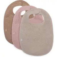 Jollein - Baby Slab Badstof - Katoen - Met Klittenband - Slabbetjes - 3 Stuks -Wild Rose/Nougat/Biscuit