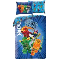 Halantex SP. z.o.o. Ninjago Dekbedovertrek, Mini-Fig - Eenpersoons - 140 x 200 + 70 x 90 cm - Polyester
