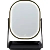 Beliani Make-up spiegels, Wastafelspiegel goud met LED verlichting 20 x 22 cm DORDOGNE (13 x 24 x 32 cm)