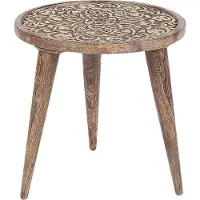 Beliani RANJA - Bijzettafel set van 2 - Donkere houtkleur - Mangohout