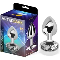Afterdark - Butt Plug With Jewel Diamond White Size M Aluminium