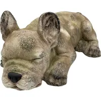 Home Sweet Home Decoratiebeeld Bulldog Hond slaapt liggend grijs wit groen steen groot 52 x 30 cm | 814055 | | Stoer & Sober Woonstijl