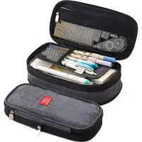 Somstyle Luxe Pennen Etui - Pennenzak Voor Kinderen en Volwassenen - Schooletui voor Jongens en Meisjes - Grote Capaciteit - Grijs