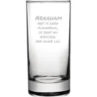 Fusion Gegraveerde longdrinkglas 28,5cl Abraham het is geen flauwekul, jij bent nu officeel een ouwe lul