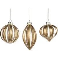 Goodwill Kerstbal "Stripe" Glas Goud D 8 cm Voordeelass. Per 3 Stuks