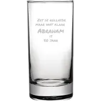 Fusion Gegraveerde longdrinkglas 28,5cl Zet de rollator maar vast klaar abraham is 50 jaar