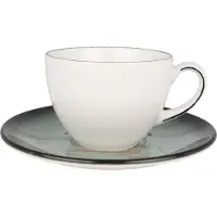 Bonna Thee kopjes & schotel madera porselein set van 6