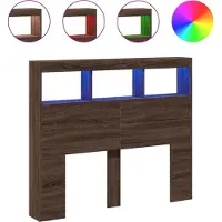 vidaXL Hoofdbordkast met LED-verlichting 120x17x102 cm bruin eiken