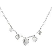 Yehwang Bedelketting - Stainless Steel - Hartjes - 38 + 5 cm - Zilverkleurig