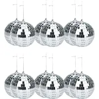 Arti Casa Articasa Disco kerstballen - 12x st - zilver - D6 cm - kunststof - discobol - spiegelbol - discobal