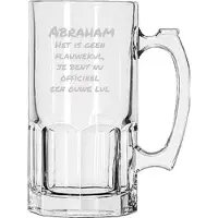 Libbey Gegraveerde bierpul 1ltr Abraham het is geen flauwekul, jij bent nu officeel een ouwe lul